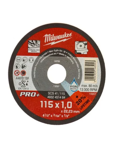 Disco sottile da taglio per smerigliatrici Milwakee da 115mm 4932451484
