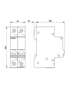 Interruttore Magnetotermico Schneider Electric R9F87106 - 6A Curva B 6kA Resi9 Usato