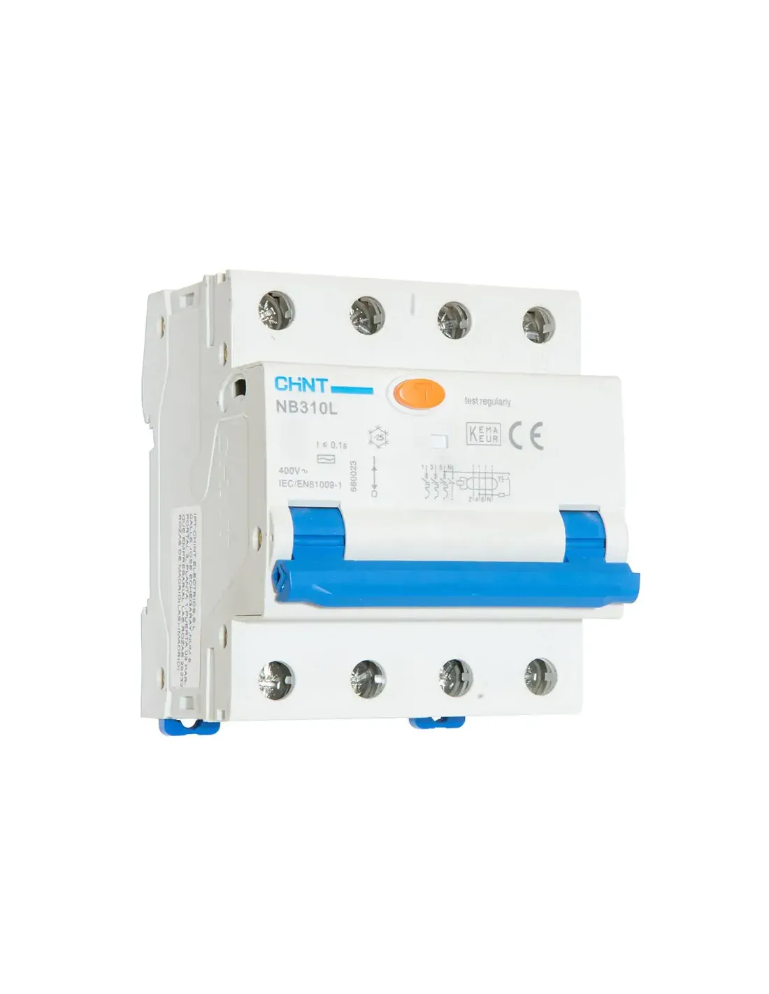 Stroomonderbreker 3P N 6KA 380V, vereist 4 DIN-modules, 30 mA