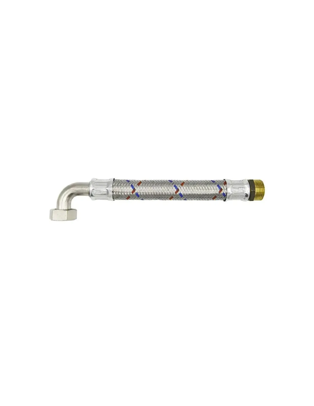 Tuyau Flexible Blindé DN32 - 1 1/4" Coudé, 1 Mètre - Pour Eau Potable, Chauffage - Qualité Allemande DVGW