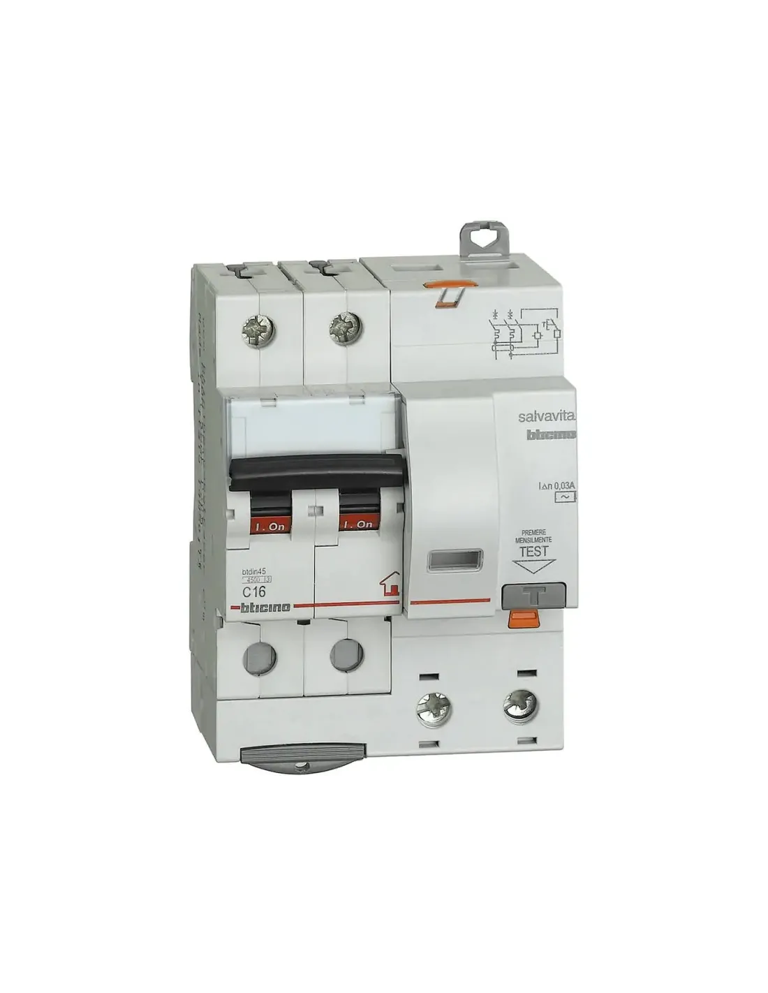 BTicino NT4002N Schalter 2-polig, 16A, Aluminium-Grau – Wandschalter Für Lichttechnik