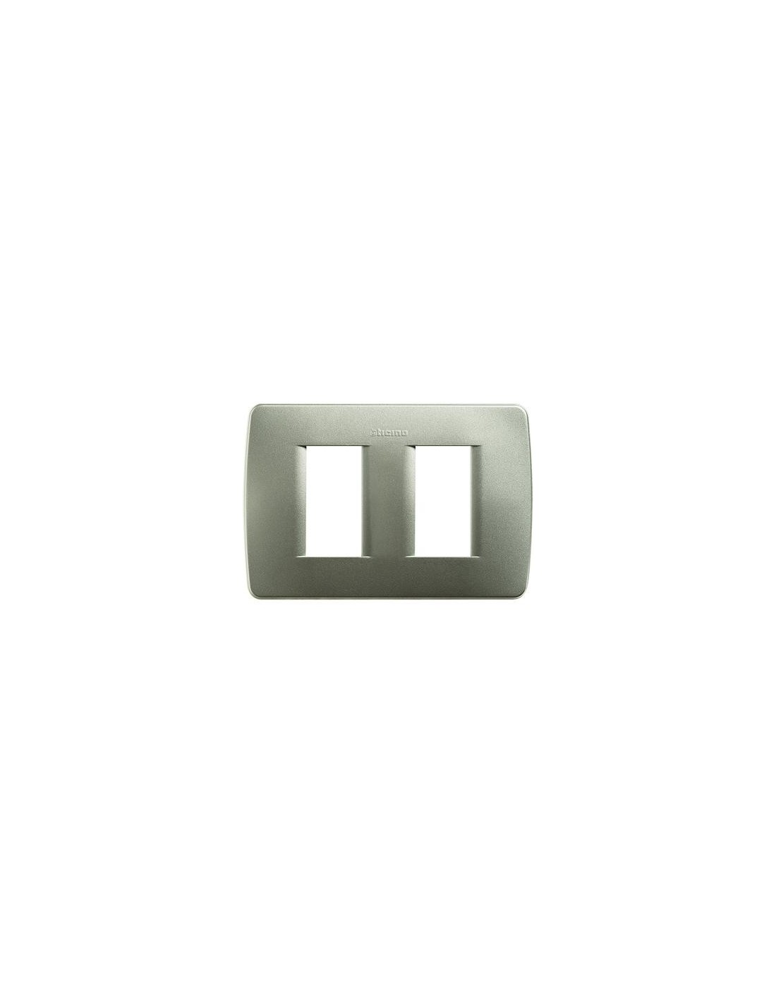 Plaque Modulaire BTicino Lune – 2 Places, Vert Métal, Référence C4803/2VM