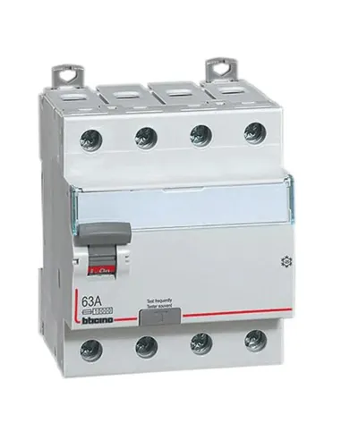 Interruttore Differenziale Puro 4P 63A 30mA 380V 6kA, Per Guida DIN, Protezione Quadri Elettrici