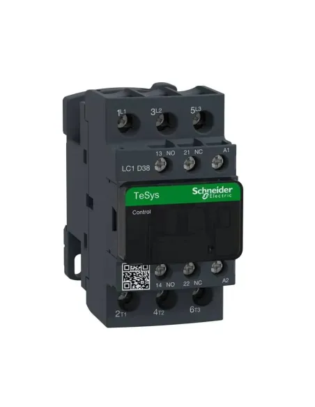 Leistungsschütz LC1D – 38A, 380V AC, 3-polig – Spulen 24/36/48V AC, 1NO+1NC, Hutschiene