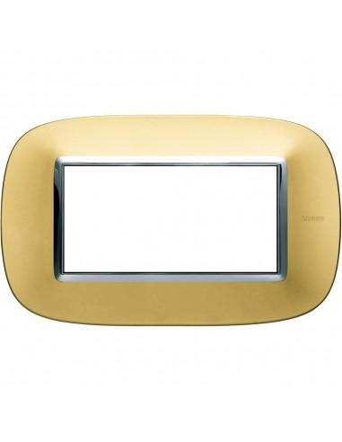 Axolute - placca ellittica Lucenti in metallo 4 posti colore oro satinato