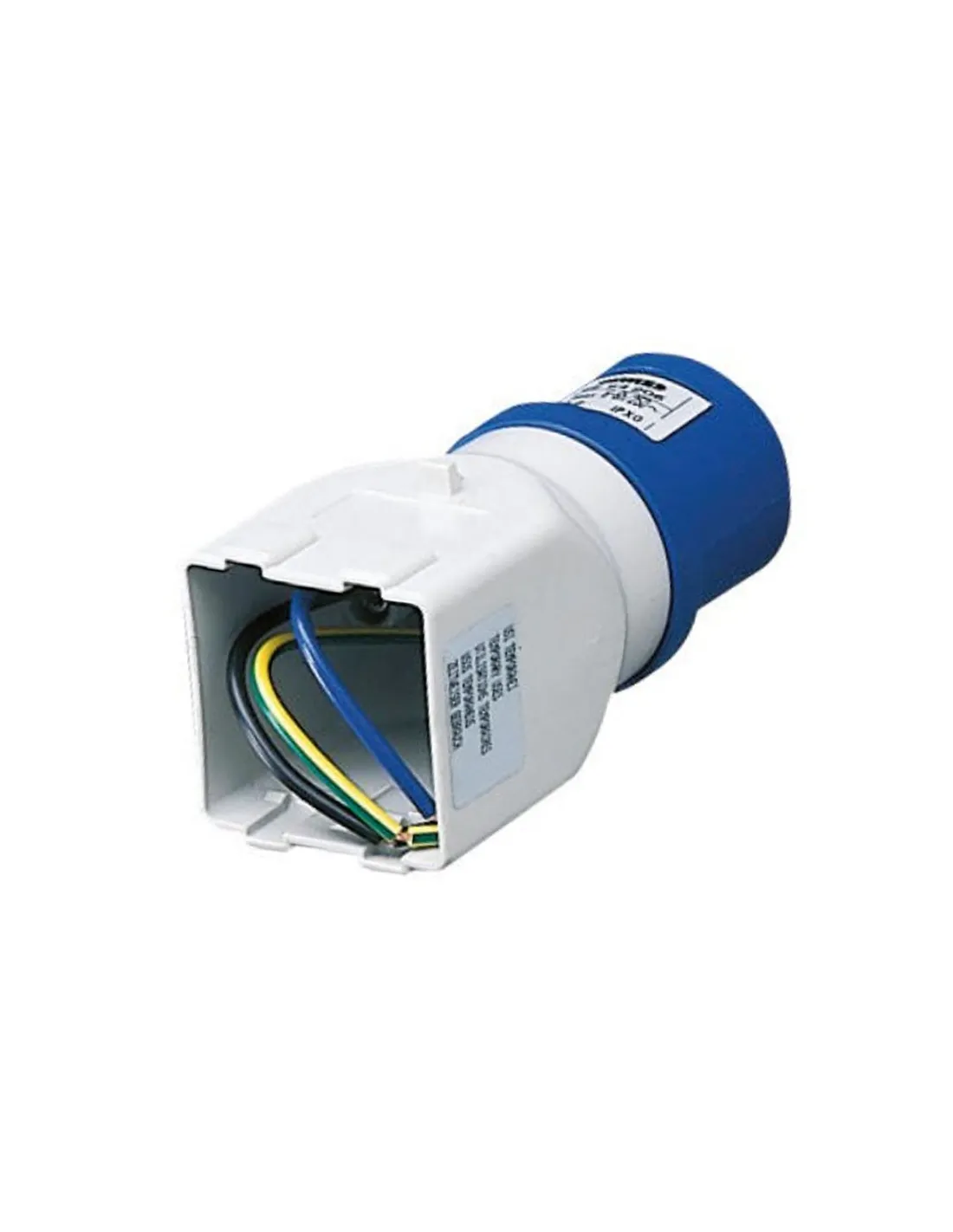 Gewiss industrial adapter with 16A plug and 2 GW64206 system modules