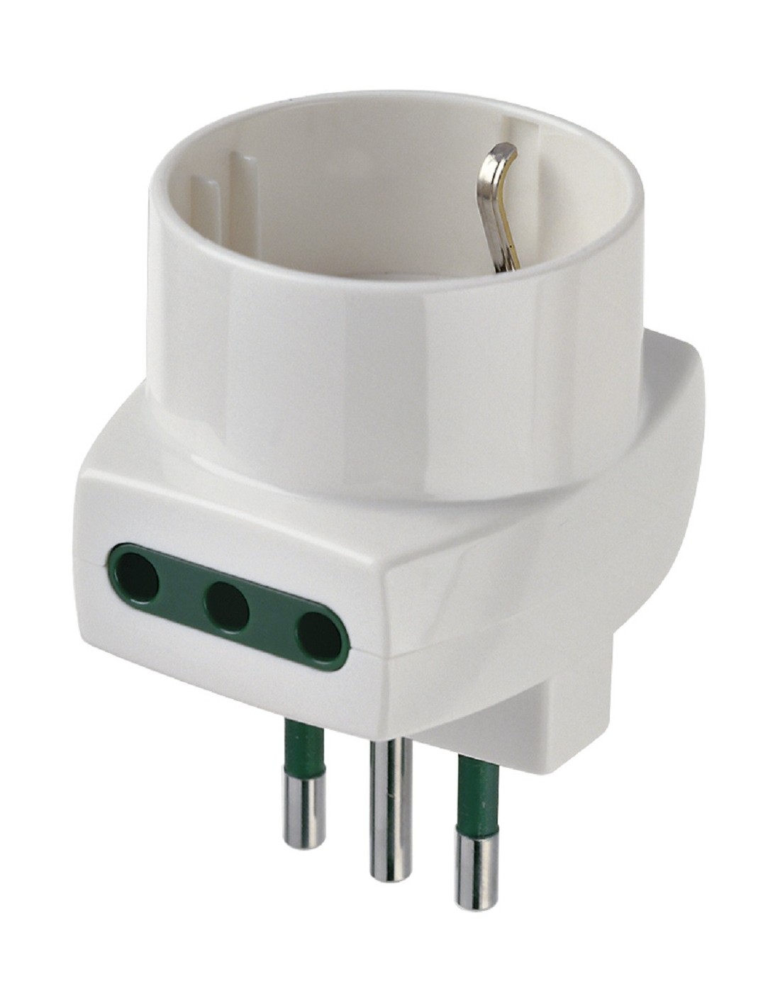 Vimar Adattatore Multiplo SICURY RI.00313.B - 3 Prese Italiane (2x 10A, 1x 16A) - Verticale E Stretto - Bianco - 2