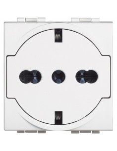 Presa schuko Bticino LivingLight FLAT con protezione bianca 10/16A N4140/16F-BTI N4140/16F-BTicino