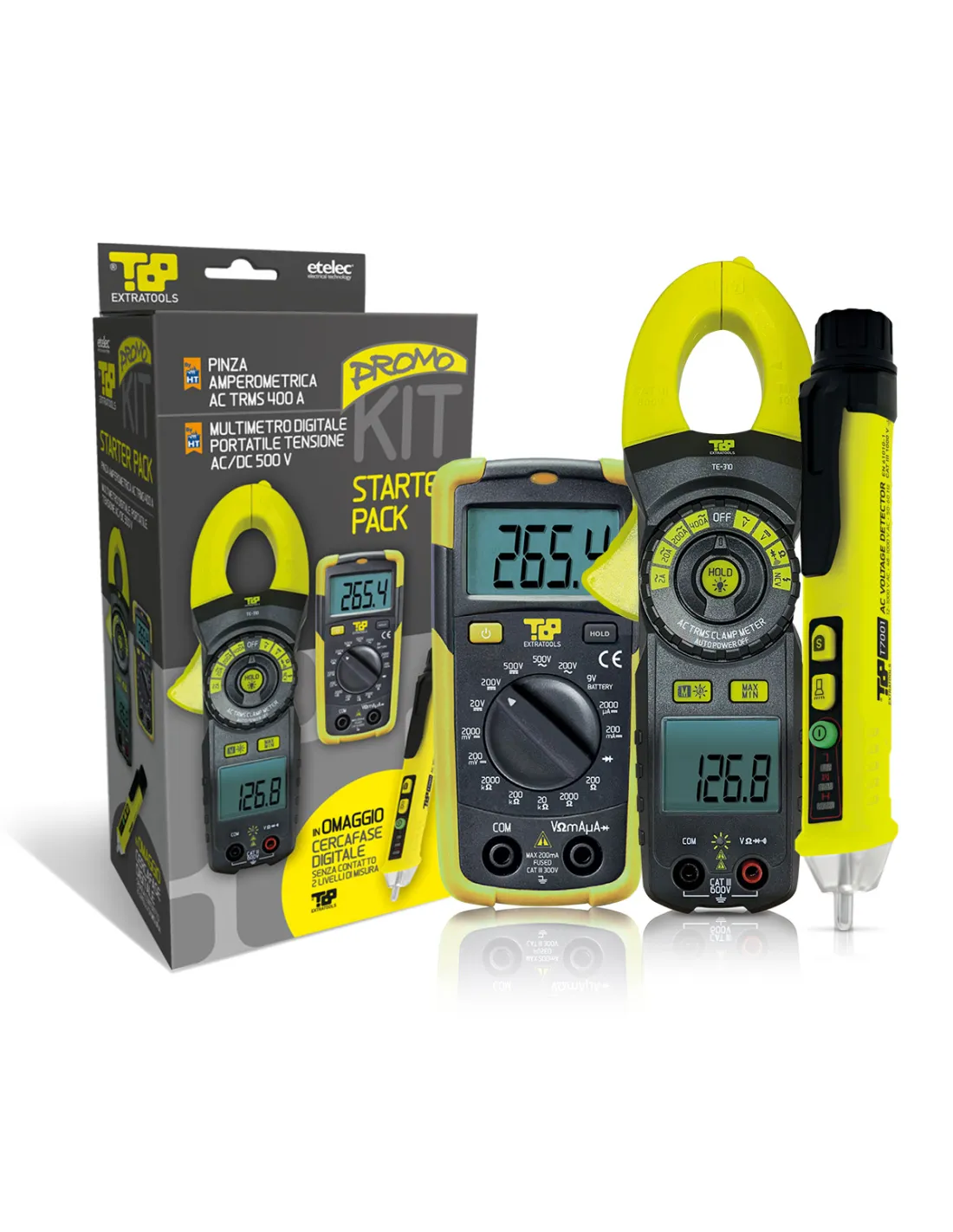 Elecometer Tools Starter Pack Kit: Clamp Meter, Multimeter and Digital Phase Tester ...