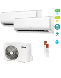 Condizionatore Ferroli Giada Dual Split 9000+9000 BTU Inverter A con WiFi-FRL KIT FER.GIADA9+9-Ferroli