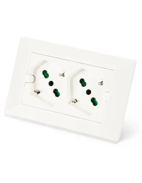 FANTON 42100-27S Kit Presa Multipresa Universale Da Incasso - Doppia Bipasso Schuko 2P+T 16A Pre-cablata Per Scatola 3 Modelli, Include Scatola Da Parete - Bianco Matix - 2