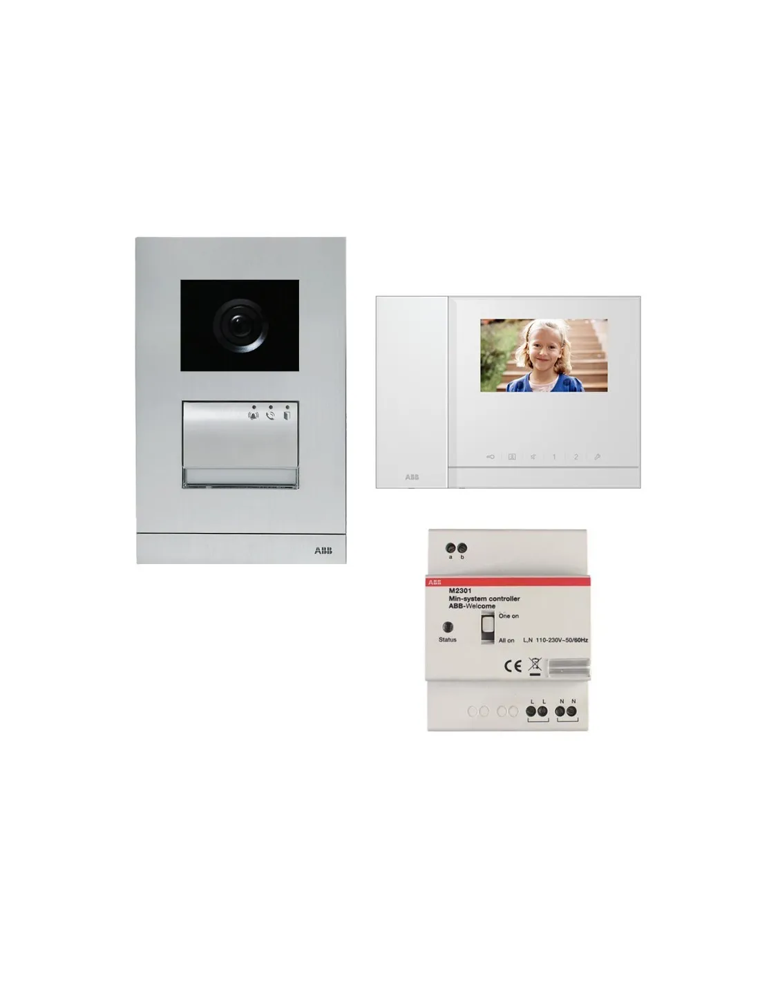 Abb Color Video Intercom Kit with Monitor and Handset and 2-Wire Image ...